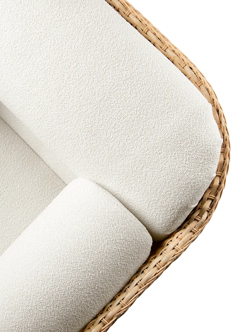 Sofa 2-zits BASKET wit met riet