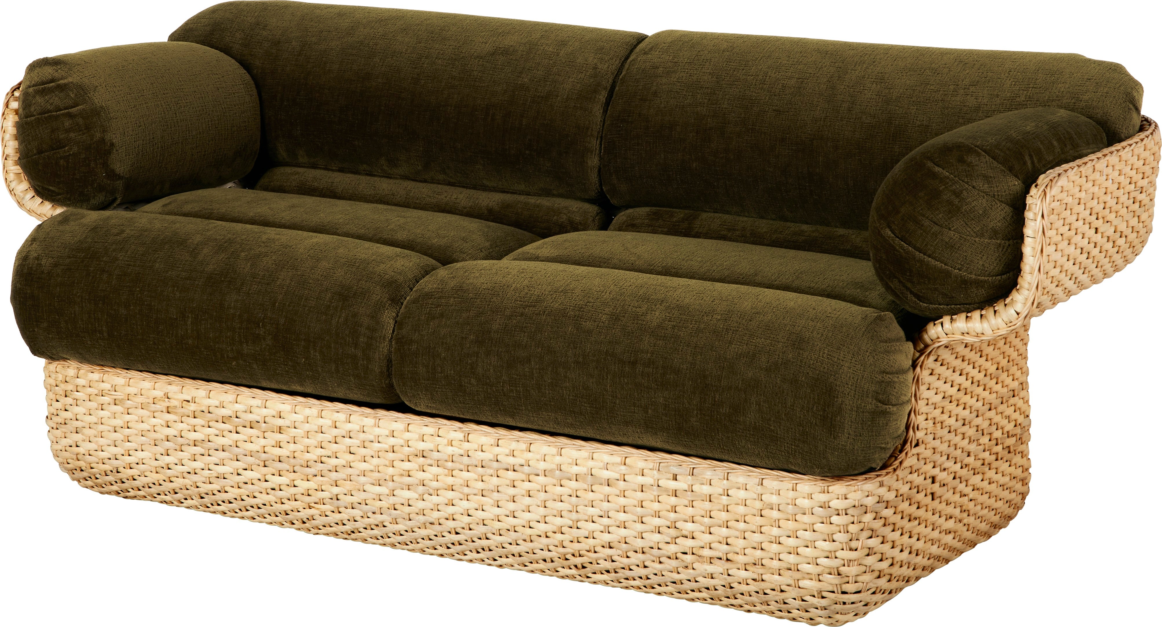 Sofa 2-zits BASKET groen met riet