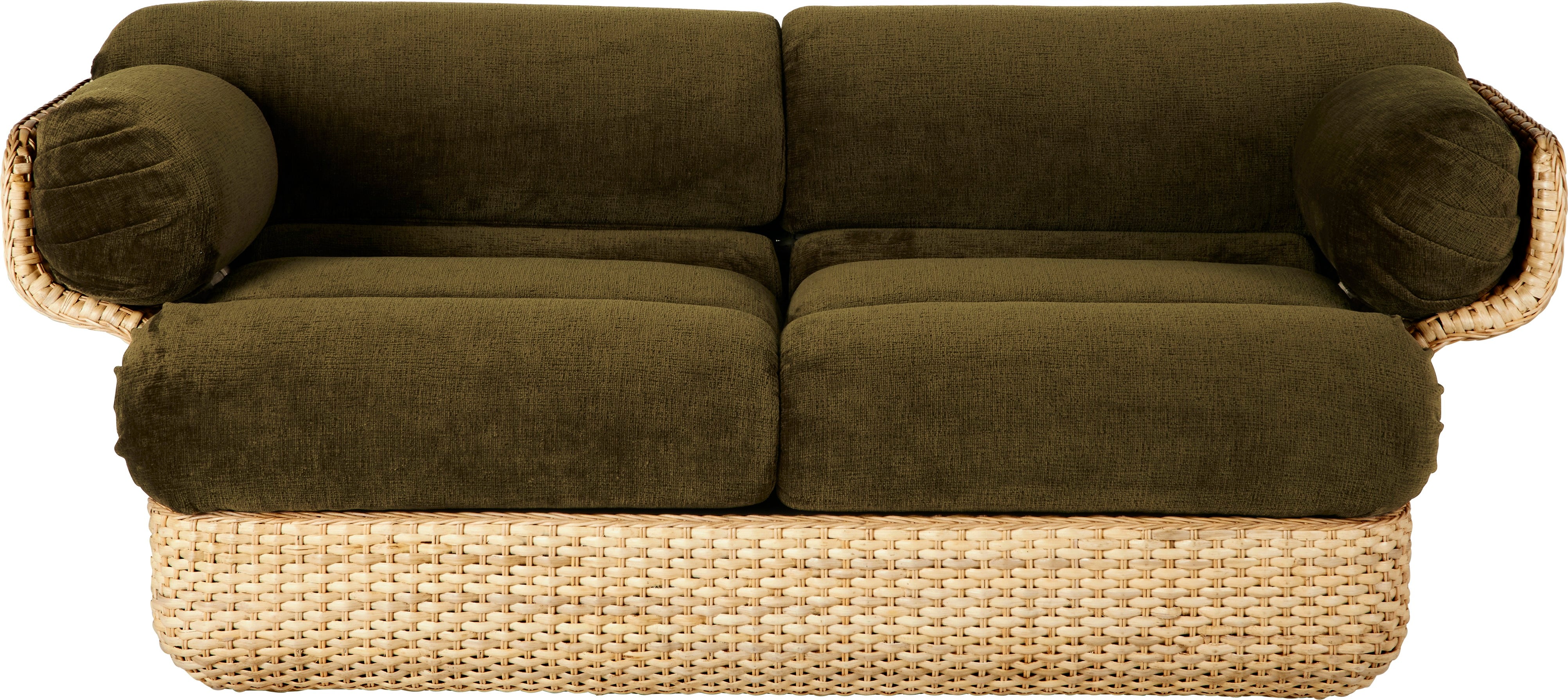 Sofa 2-zits BASKET groen met riet