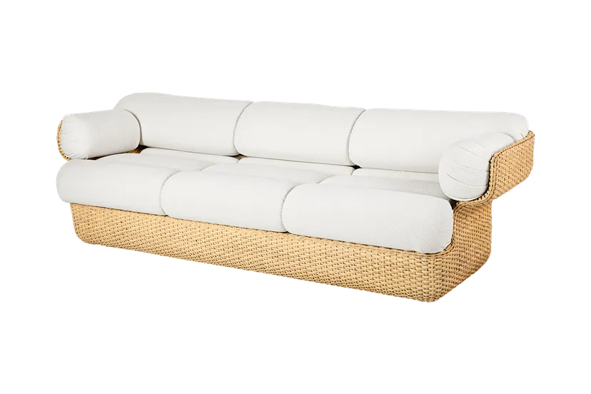 Sofa 3-zits BASKET wit met riet