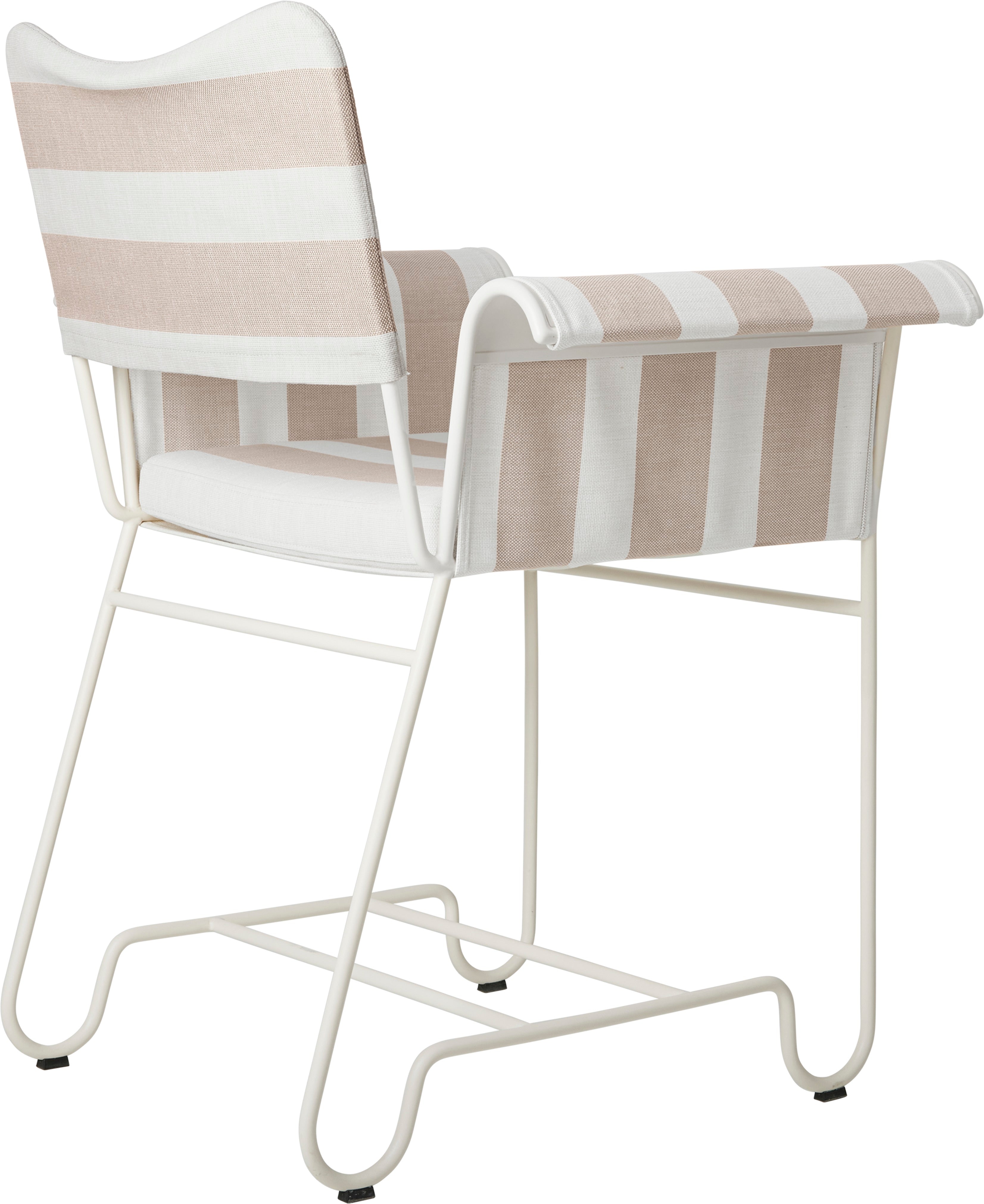 Tuinstoel TROPIQUE beige-wit met een witte stalen basis