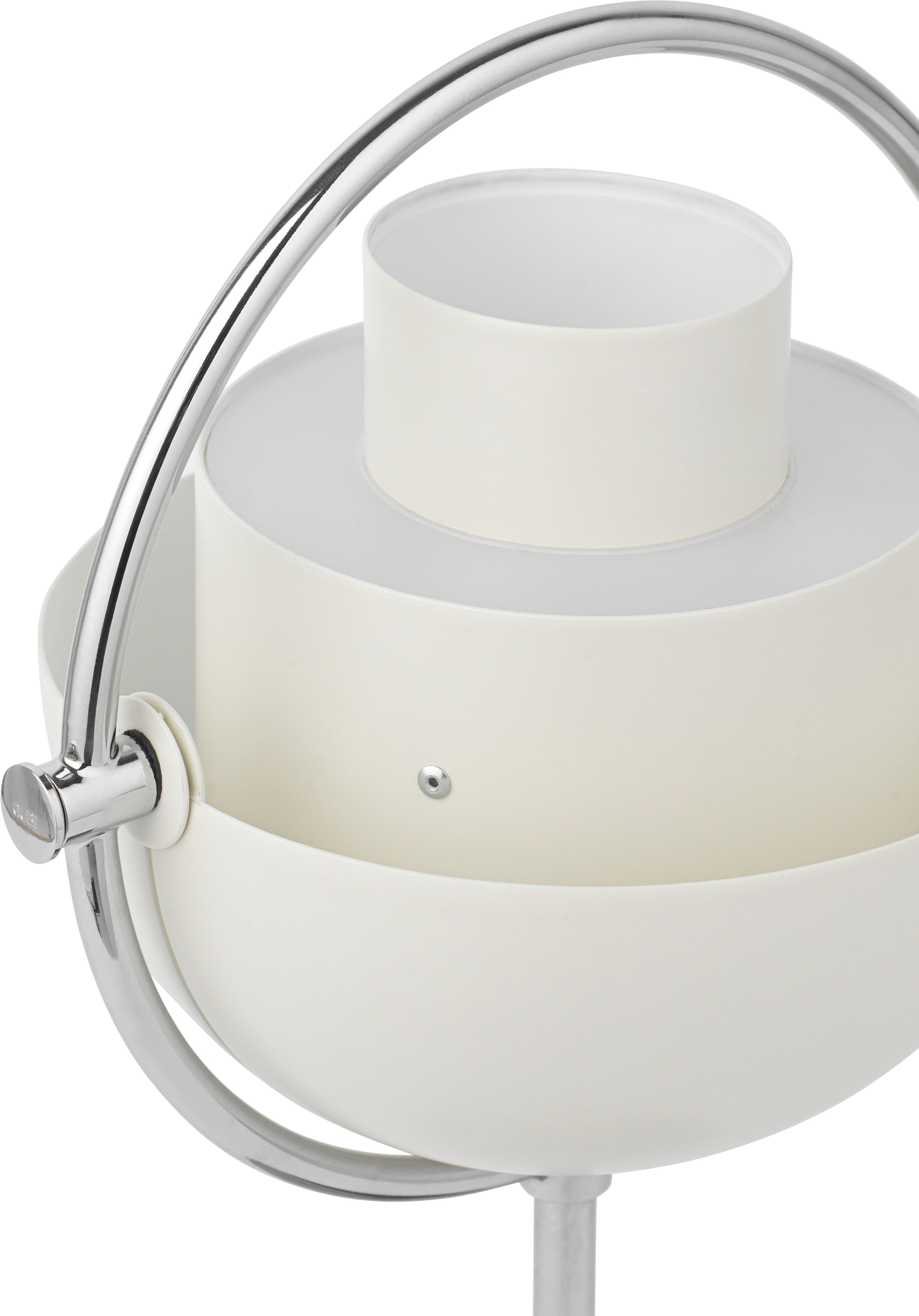 MULTI-LITE portable lamp in white with a chrome base