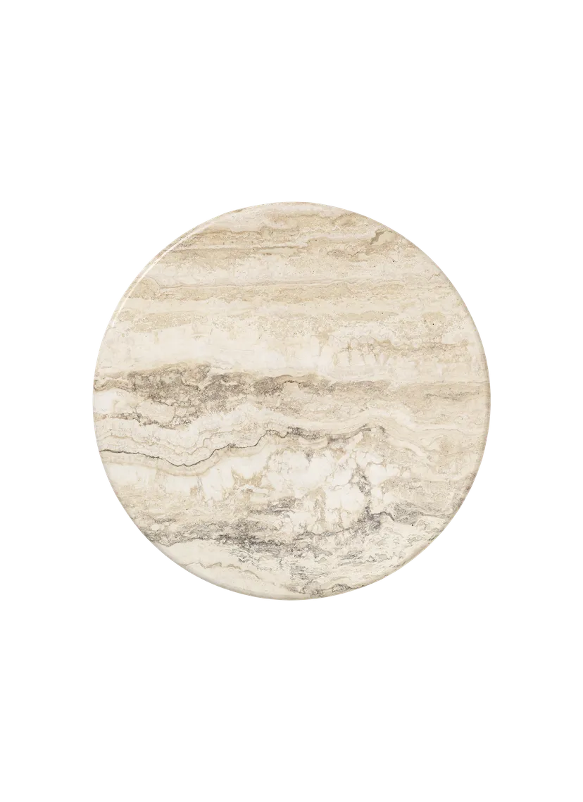 Beistelltisch IOI Travertin mit schwarzem Fuß