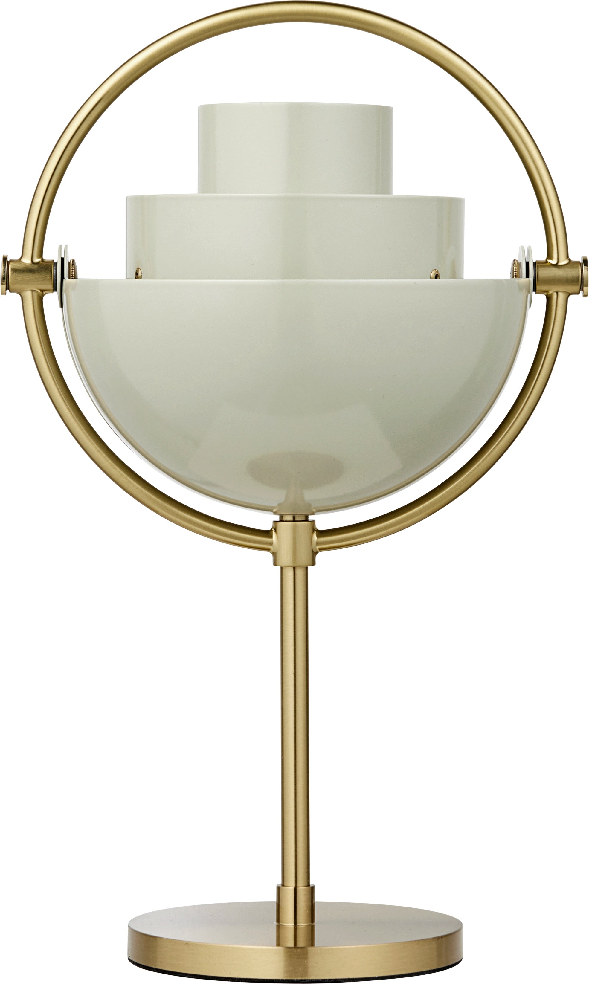MULTI-LITE portable lamp in cream with a brass base