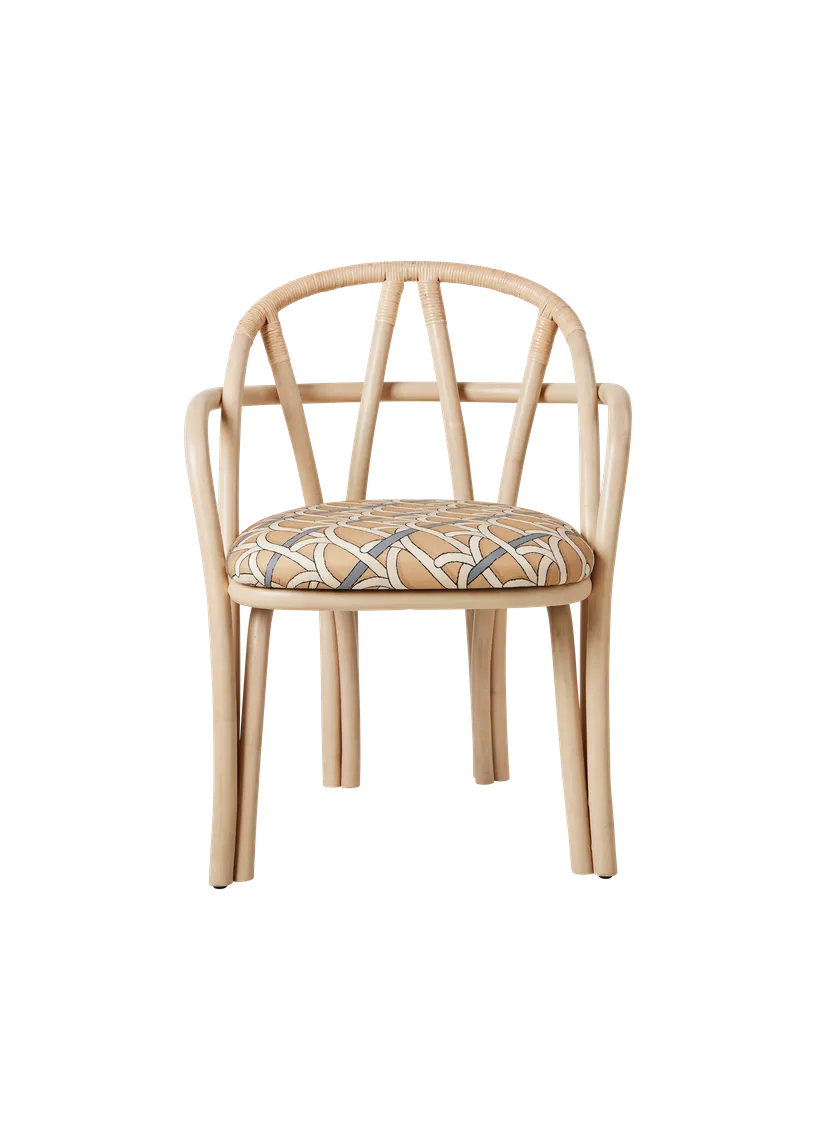 Gestoffeerde BISTRA stoel met rieten basis