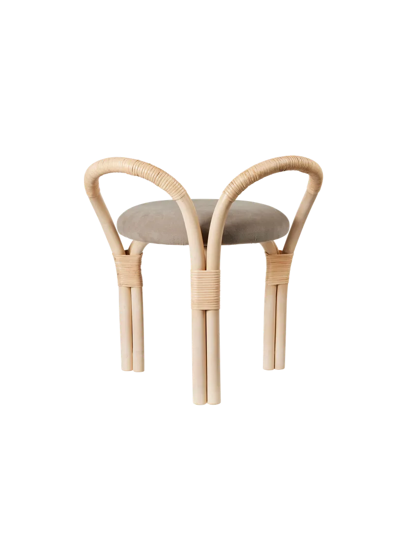 Polsterhocker BISTRA mit Rattanbasis