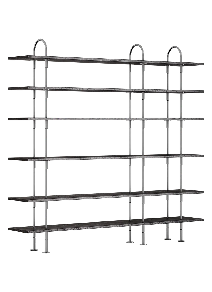 KAST KEEN donker essen hout met satijnen stalen frame