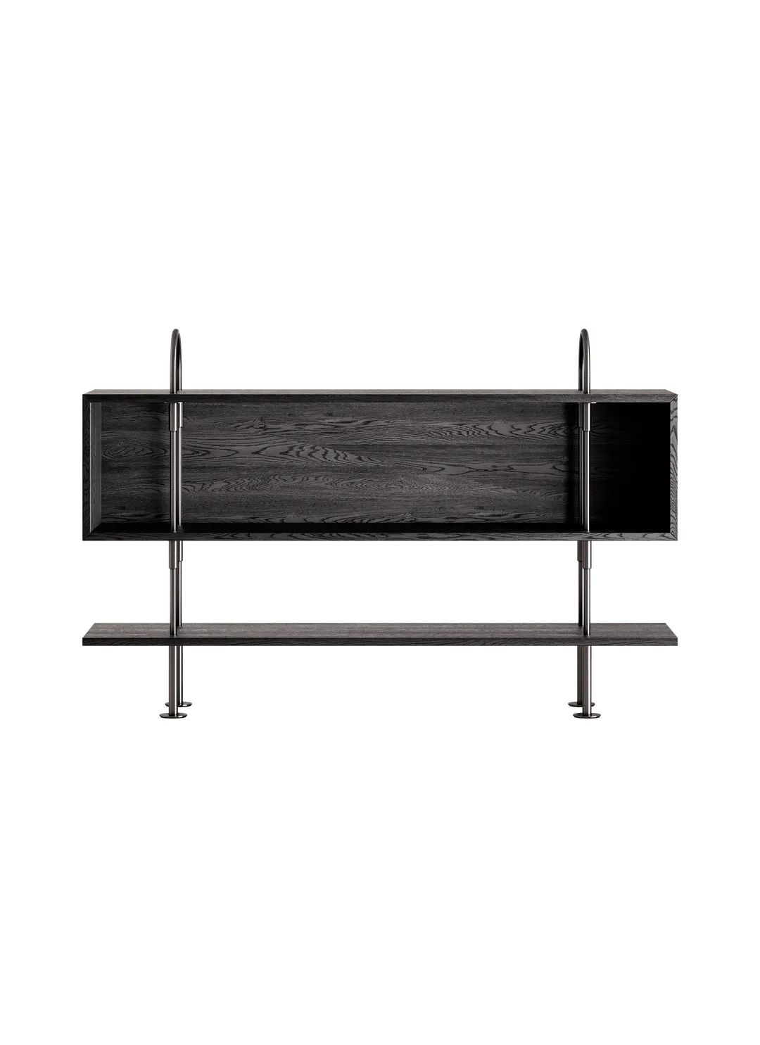 KAST KEEN BOX donker essen hout met zwarte messing frame