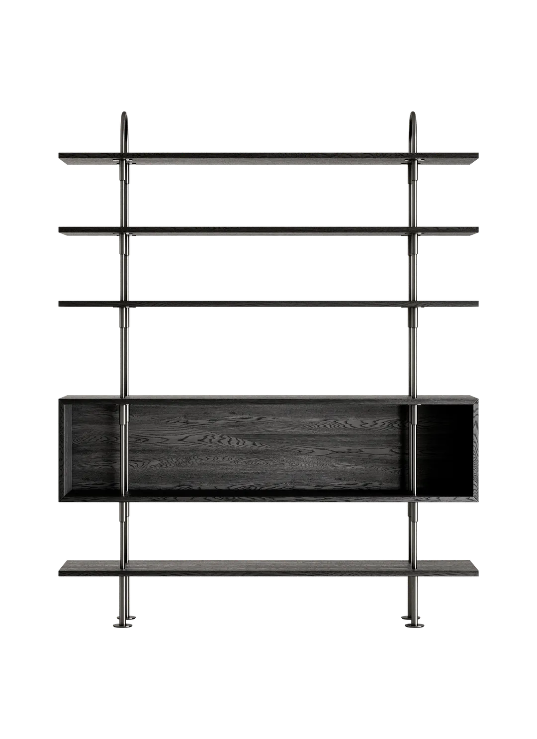 KAST KEEN BOX donker essen hout met zwarte messing frame