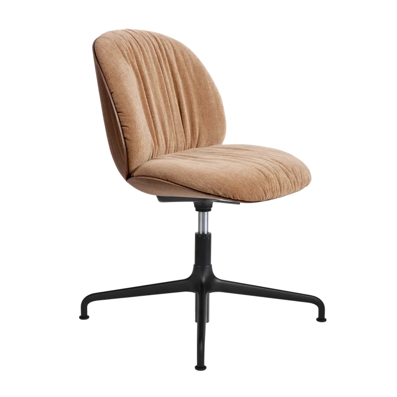 BEETLE SOFT upholstered office chair with walnut wood and black base