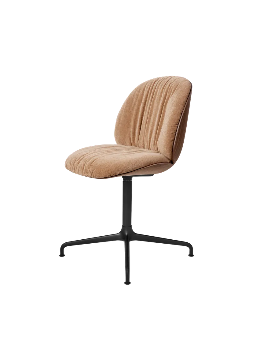 BEETLE SOFT upholstered office chair with walnut wood and black base
