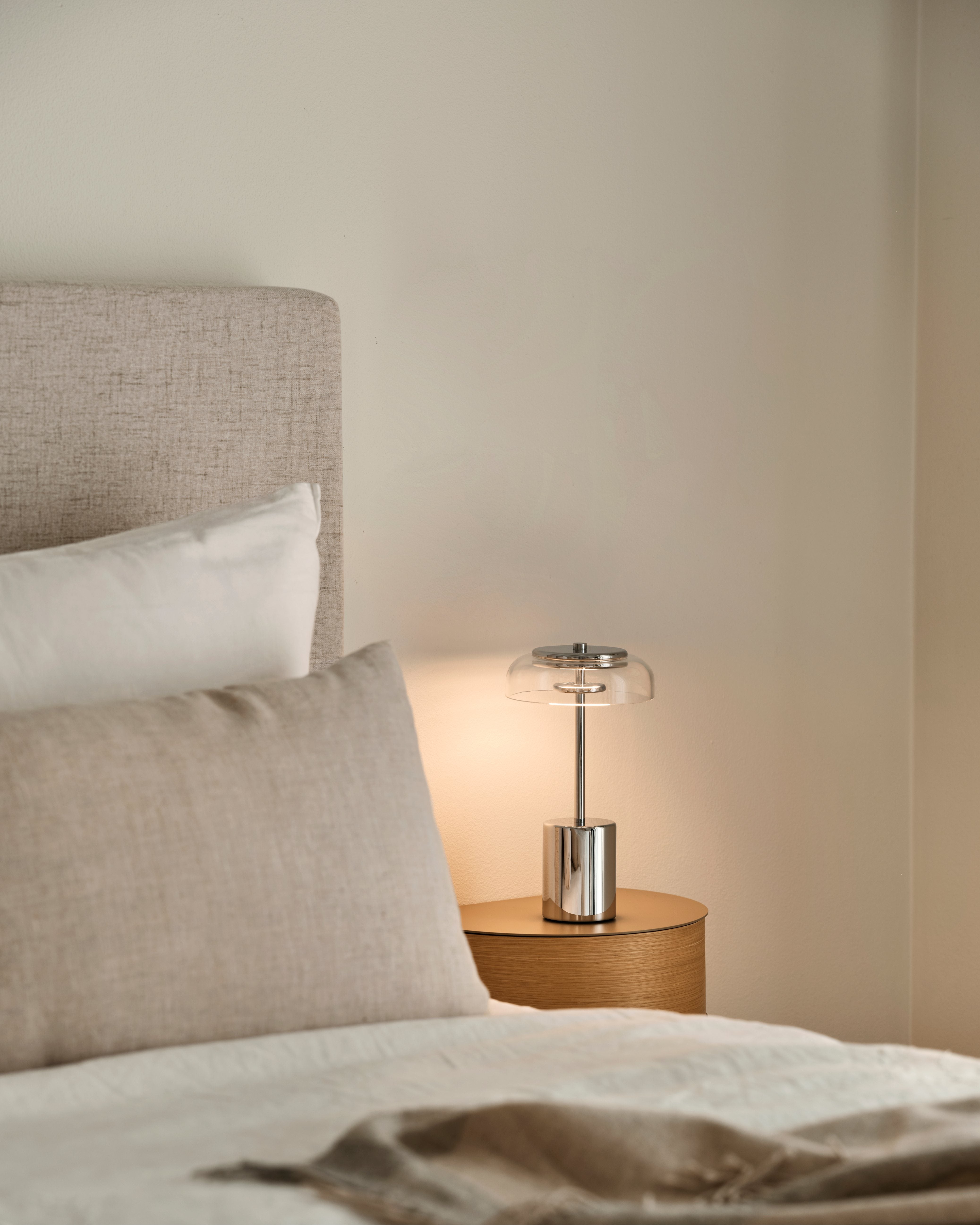Draagbare lamp BLOSSI zilver met transparant glas
