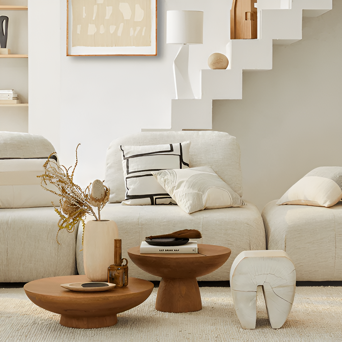 Arte kussen wit met zwarte print