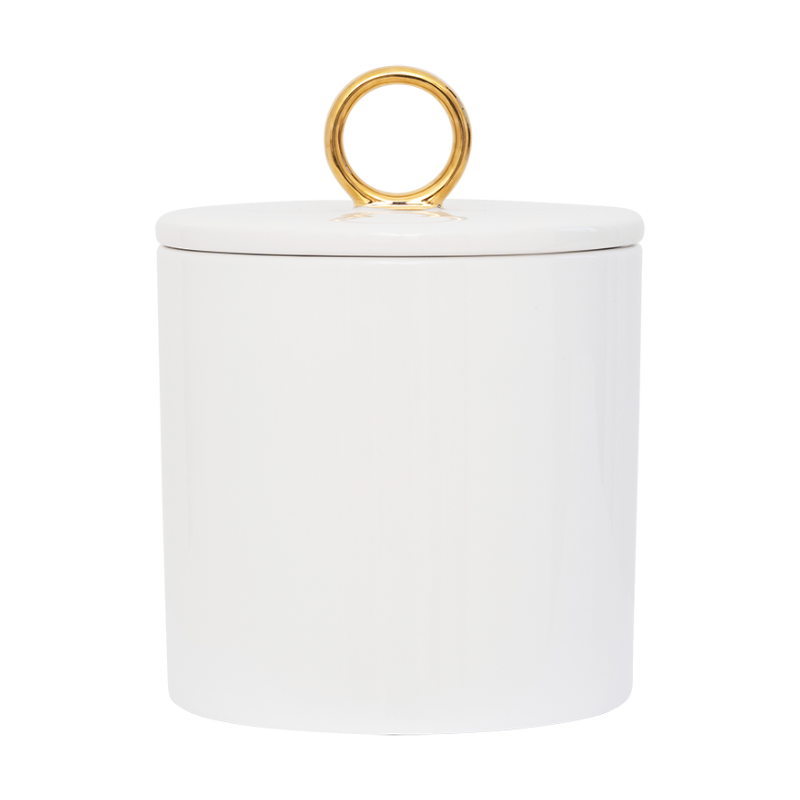 GOOD MORNING container white with gold finish