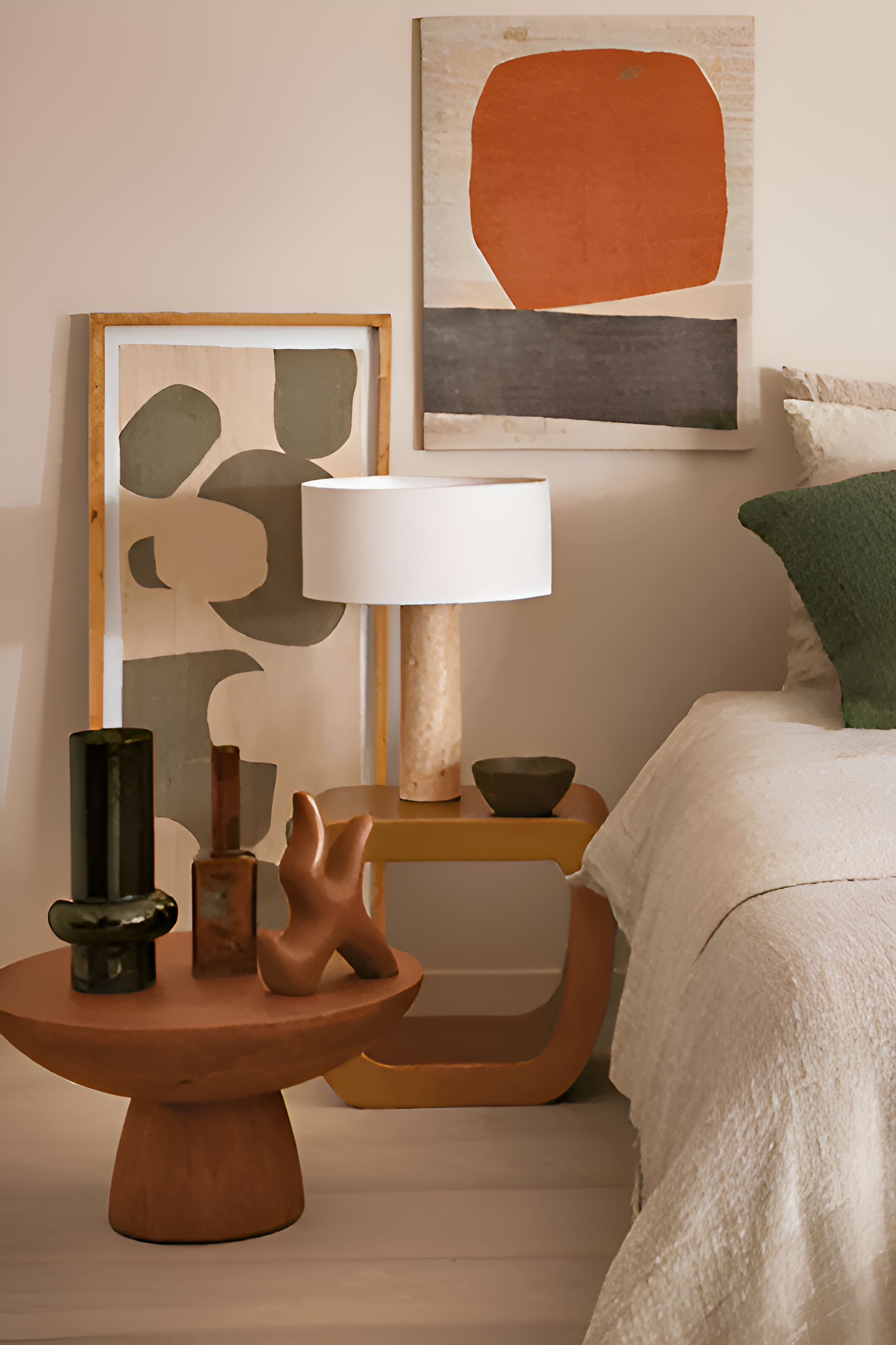 Tafellamp MARMO travertijn met katoenen kap