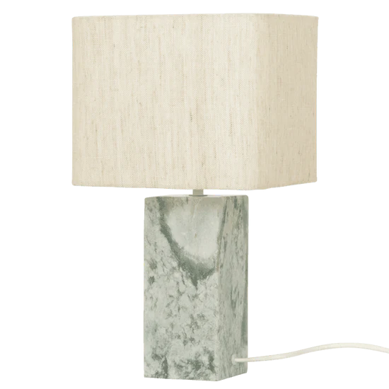 Tafellamp SUVI groene marmer met beige linnen