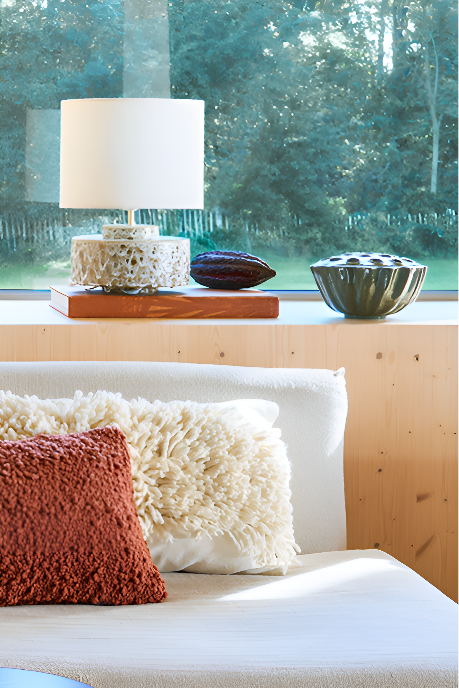 Tafellamp IVY bruine keramiek met katoenen kap