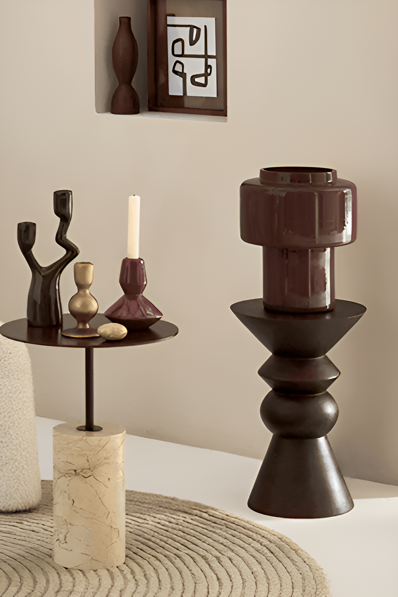 Luova side table dark brown mango wood