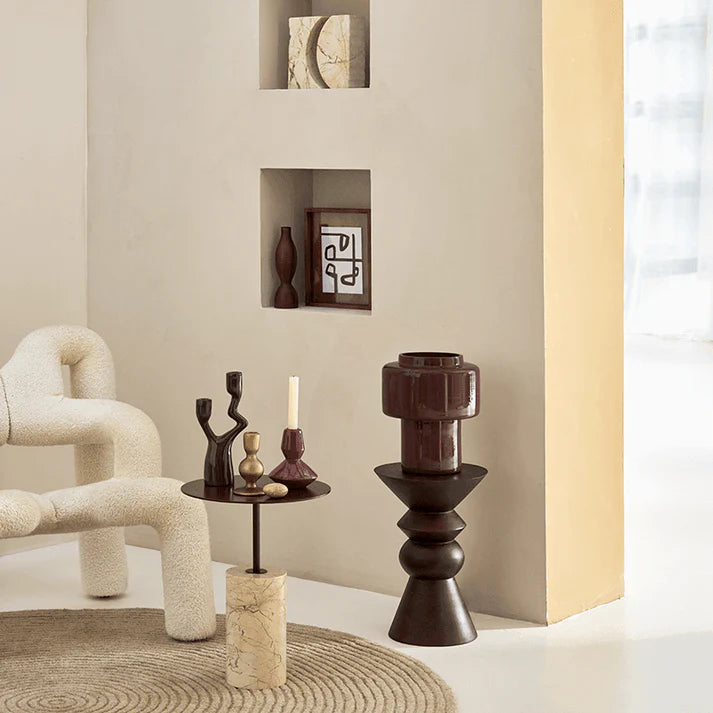 Luova side table dark brown mango wood