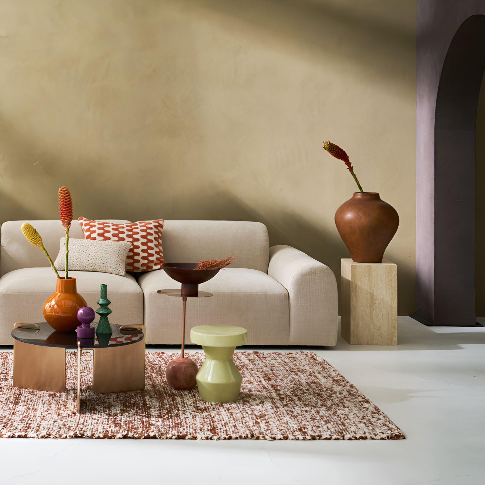 Bijzettafel SCULPTURAL crème keramiek