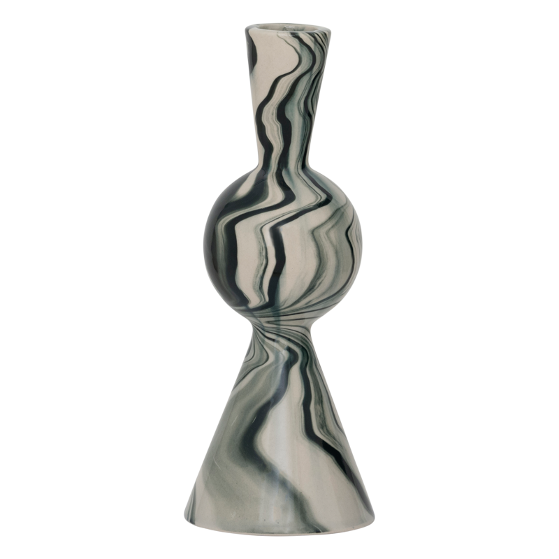 Witte keramische kaarsenhouder VENDT met groen