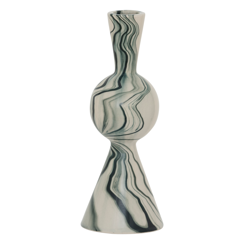 Witte keramische kaarsenhouder VENDT met groen