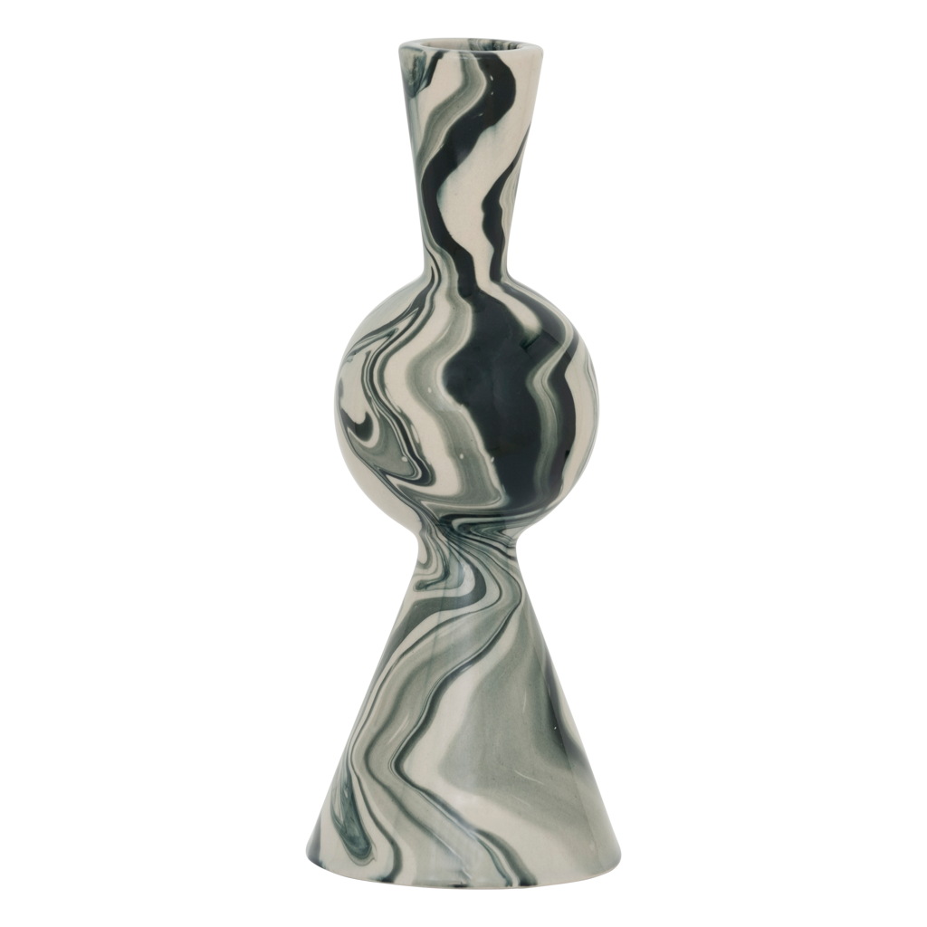 Witte keramische kaarsenhouder VENDT met groen