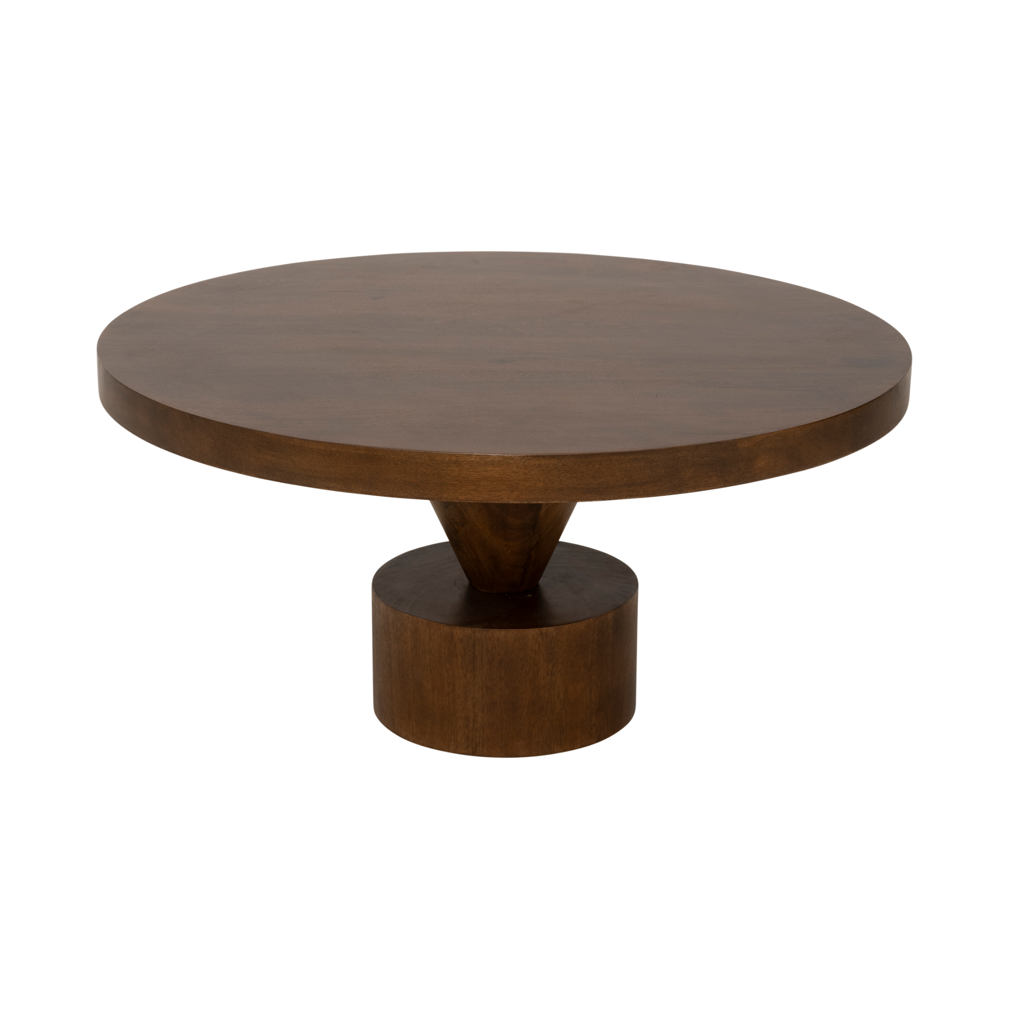 Ronde salontafel SPISS van donkerbruin mango-hout