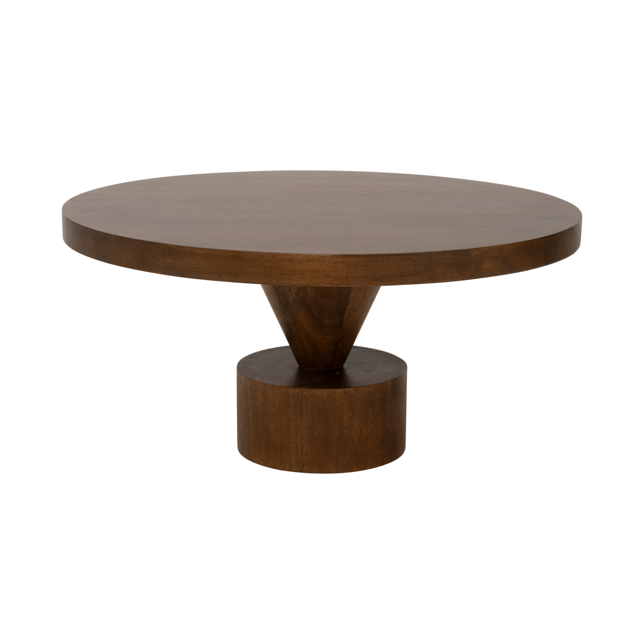 Ronde salontafel SPISS van donkerbruin mango-hout