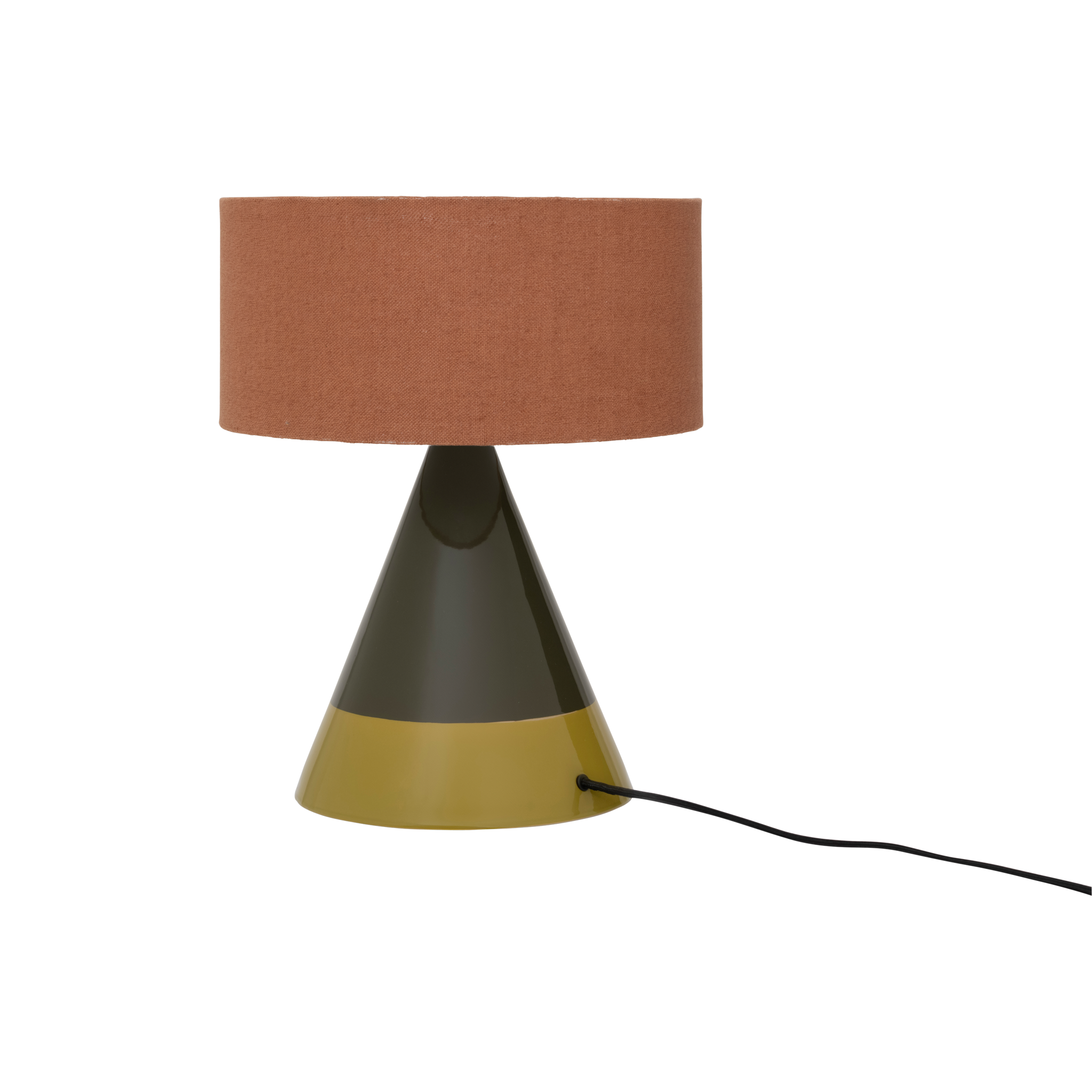 RAIKAS Coral Table Lamp with Linen Shade and Green Base