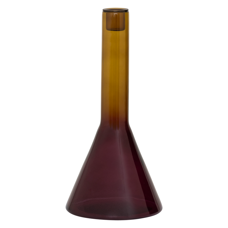 Glazen kaarsenhouder FRISK olijfgroen met paars