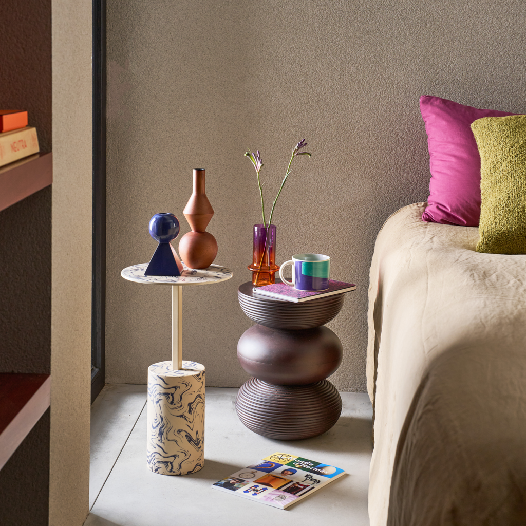 Beistelltisch STEN beige mit Blau