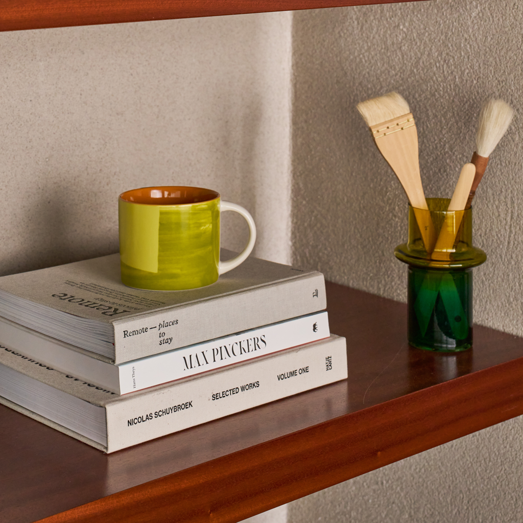 Glazen vaas MUNTER groen met geel