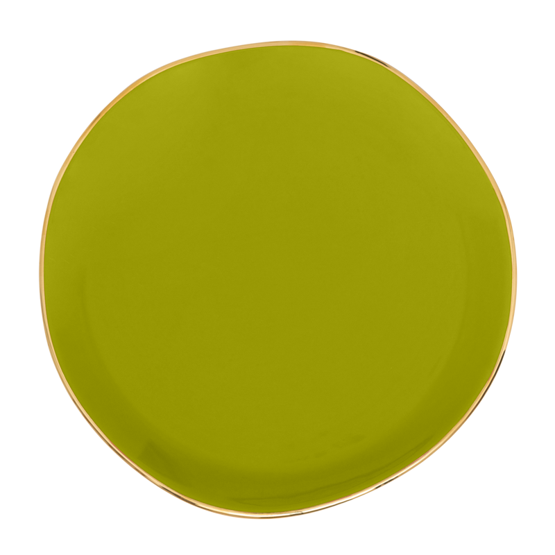 Talerz GOOD MORNING groen met gouden afwerking