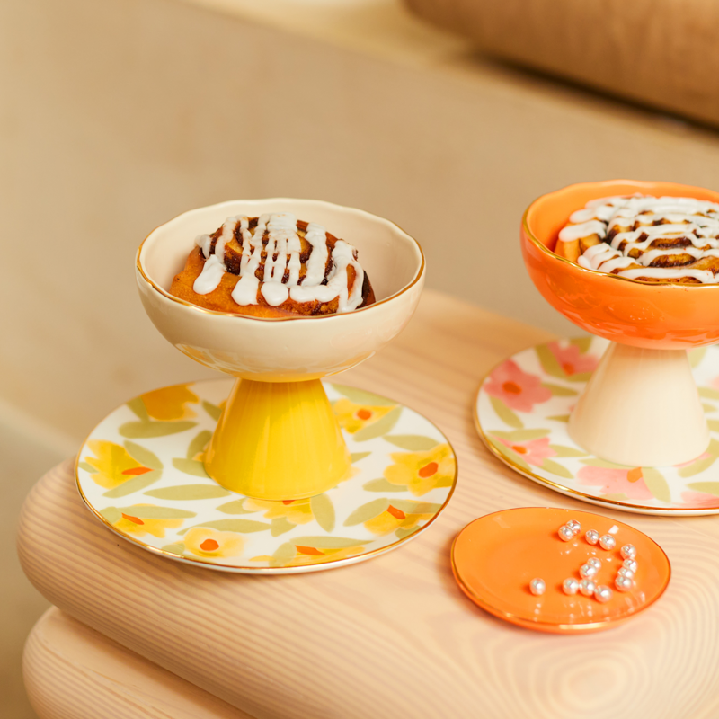 Teller GOOD MORNING orange mit goldener Veredelung