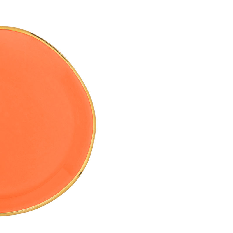Teller GOOD MORNING orange mit goldener Veredelung