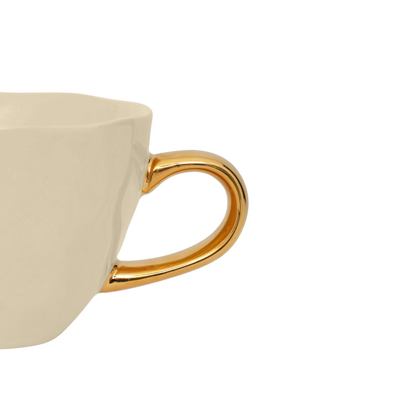 GOOD MORNING Cream Cappuccino Cup with Gold