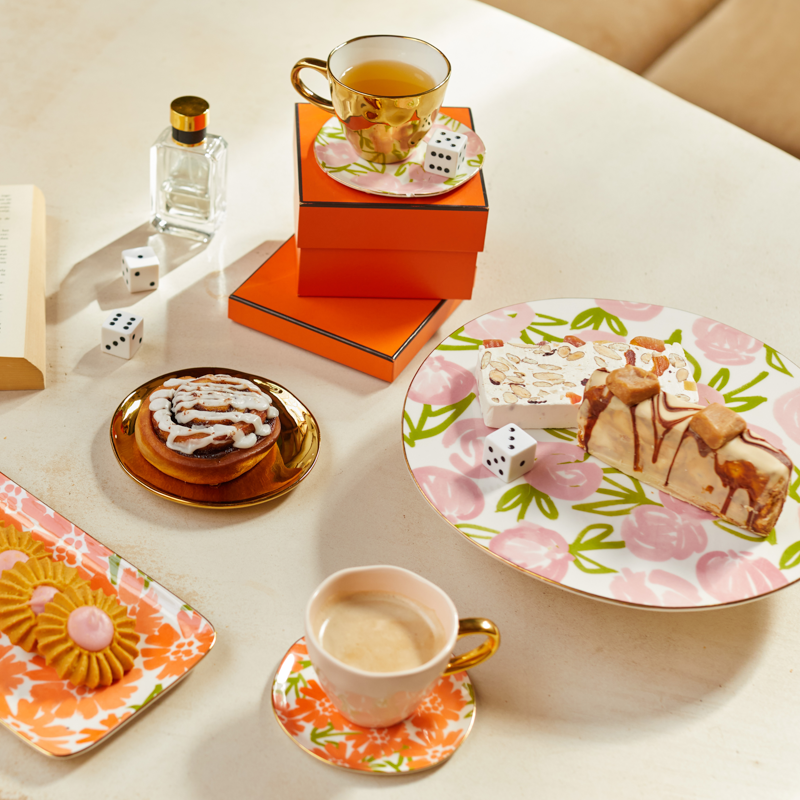 Keramiktasse GOOD MORNING cremefarben mit Gold