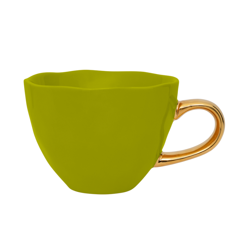 Cappuccino-Tasse GOOD MORNING grün mit Gold