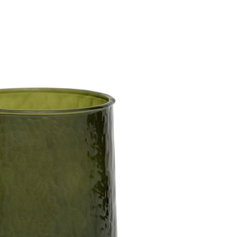 HAMMERED green glass tumbler