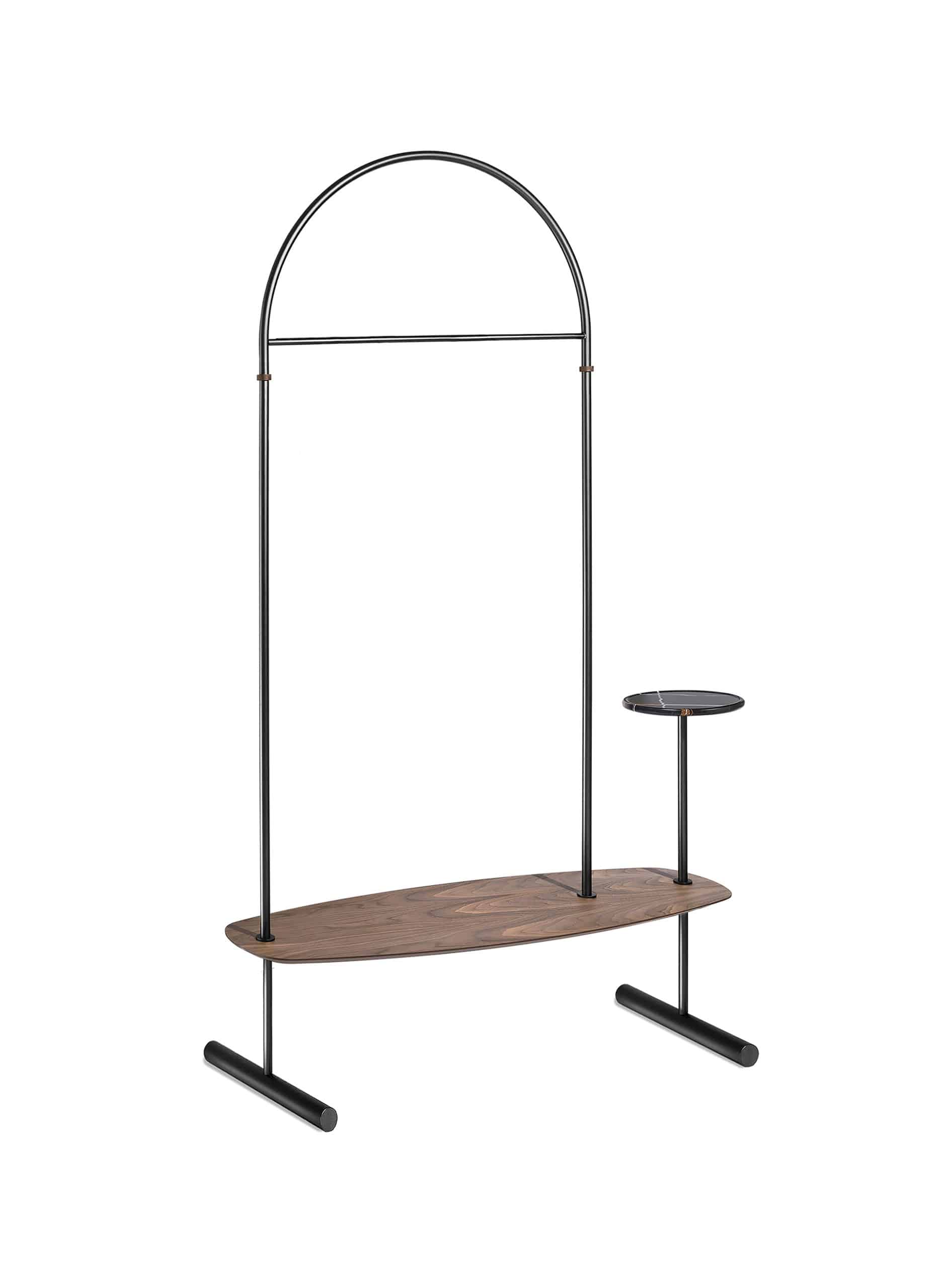 Kapstok met spiegel ARCO notenhout met zwarte afwerking