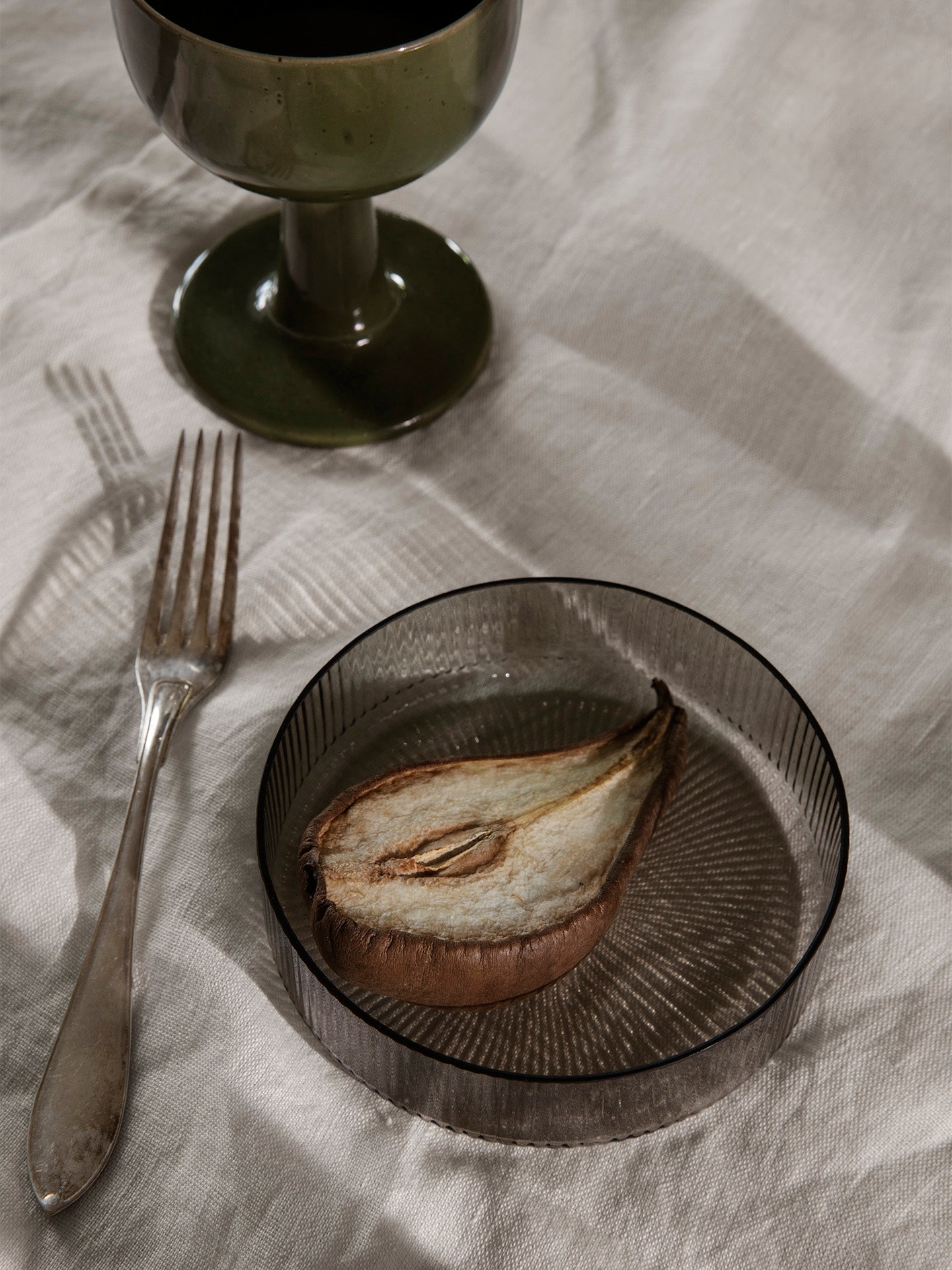 Set van schaaltjes RIPPLE gerookt glas