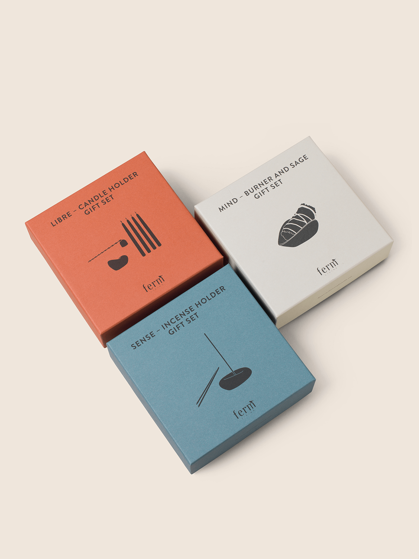 LIBRE black candle set with beige