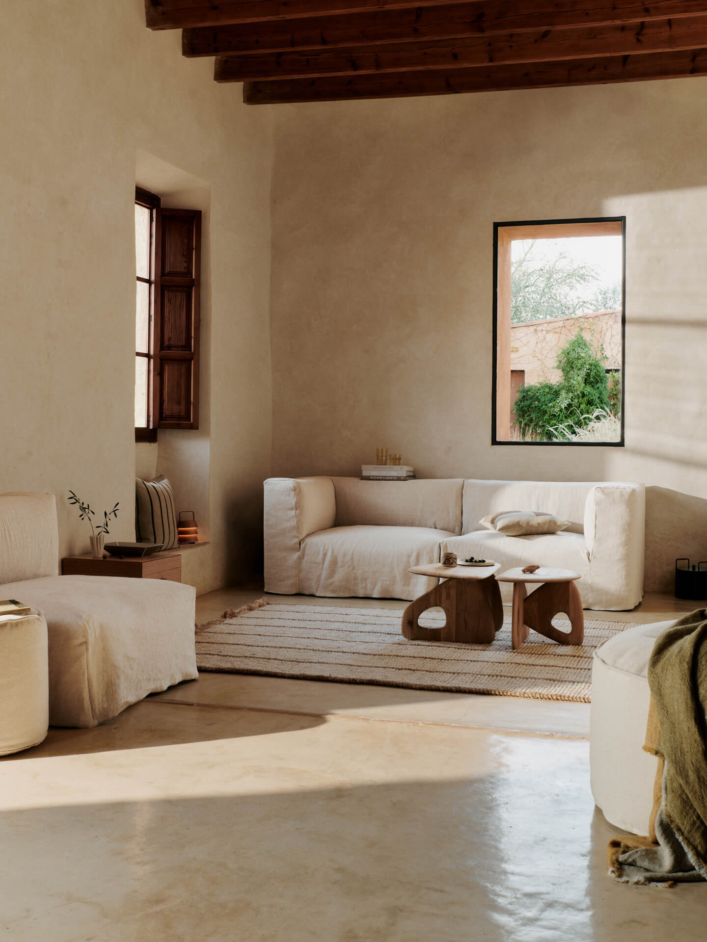 Vloerkleed ATHENS STRIPES crème met jute