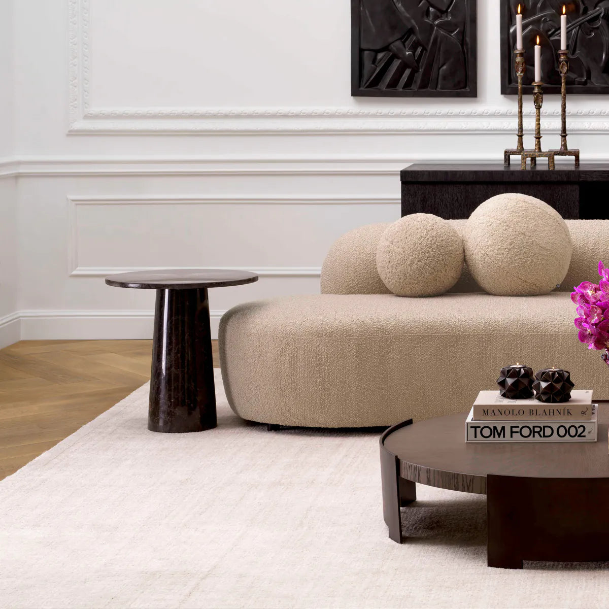 TERRY Side Table Dark Gray Marble