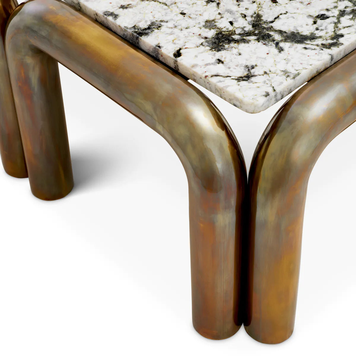 Sunwood coffee table, a marble top with ancient gold