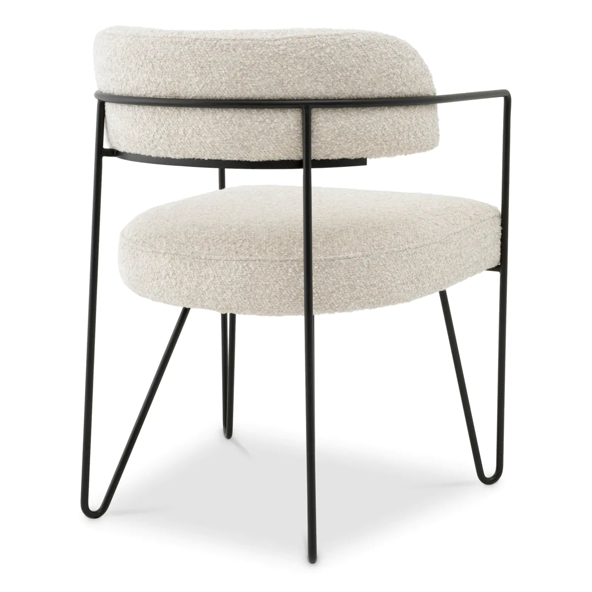 Stoel GIUSEPPE witte bouclé met zwarte basis