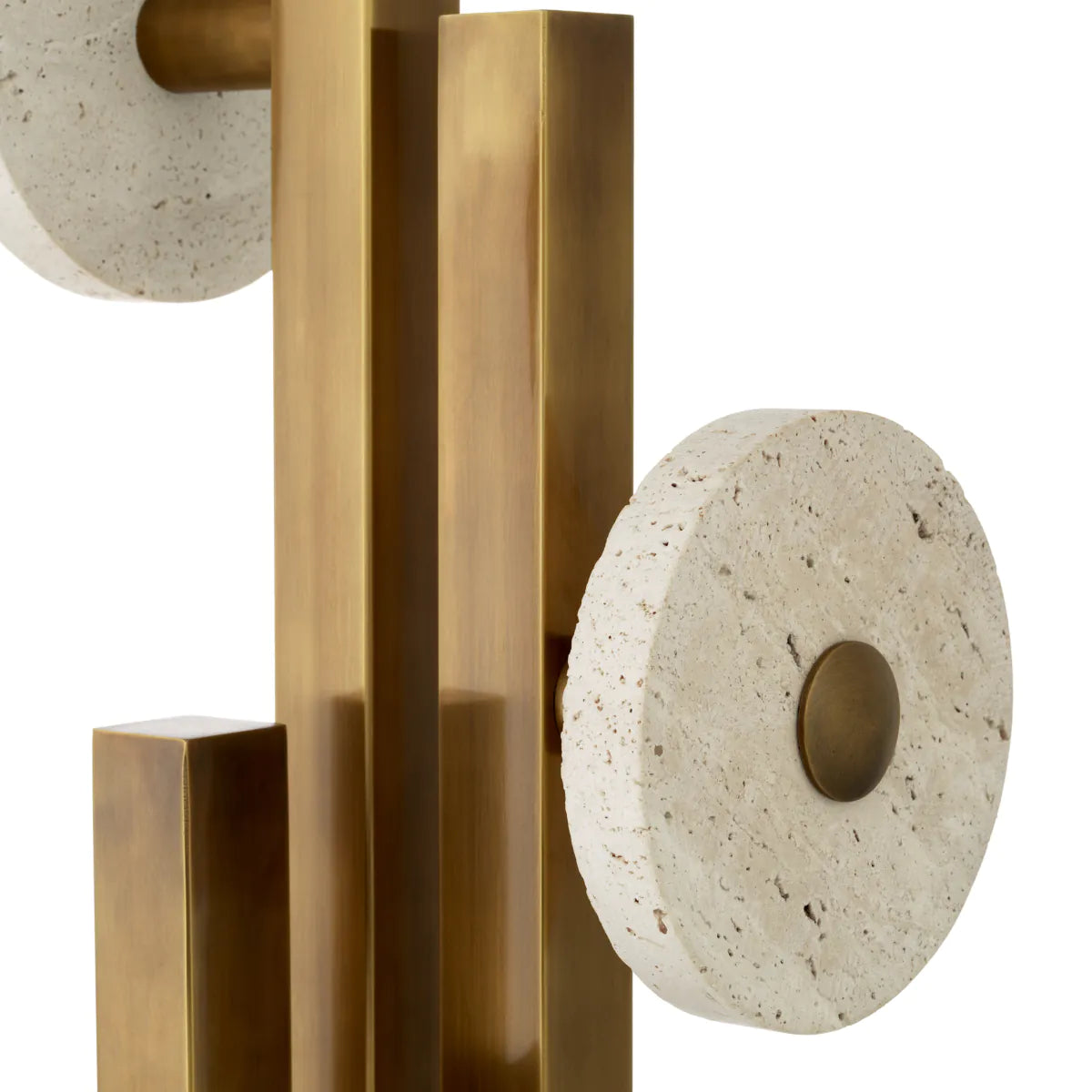 AMADORA coat rack with antique brass finish and travertine