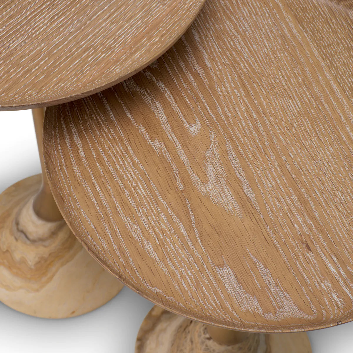 Set van tafels PUGLIA eikenhout met onyx basis