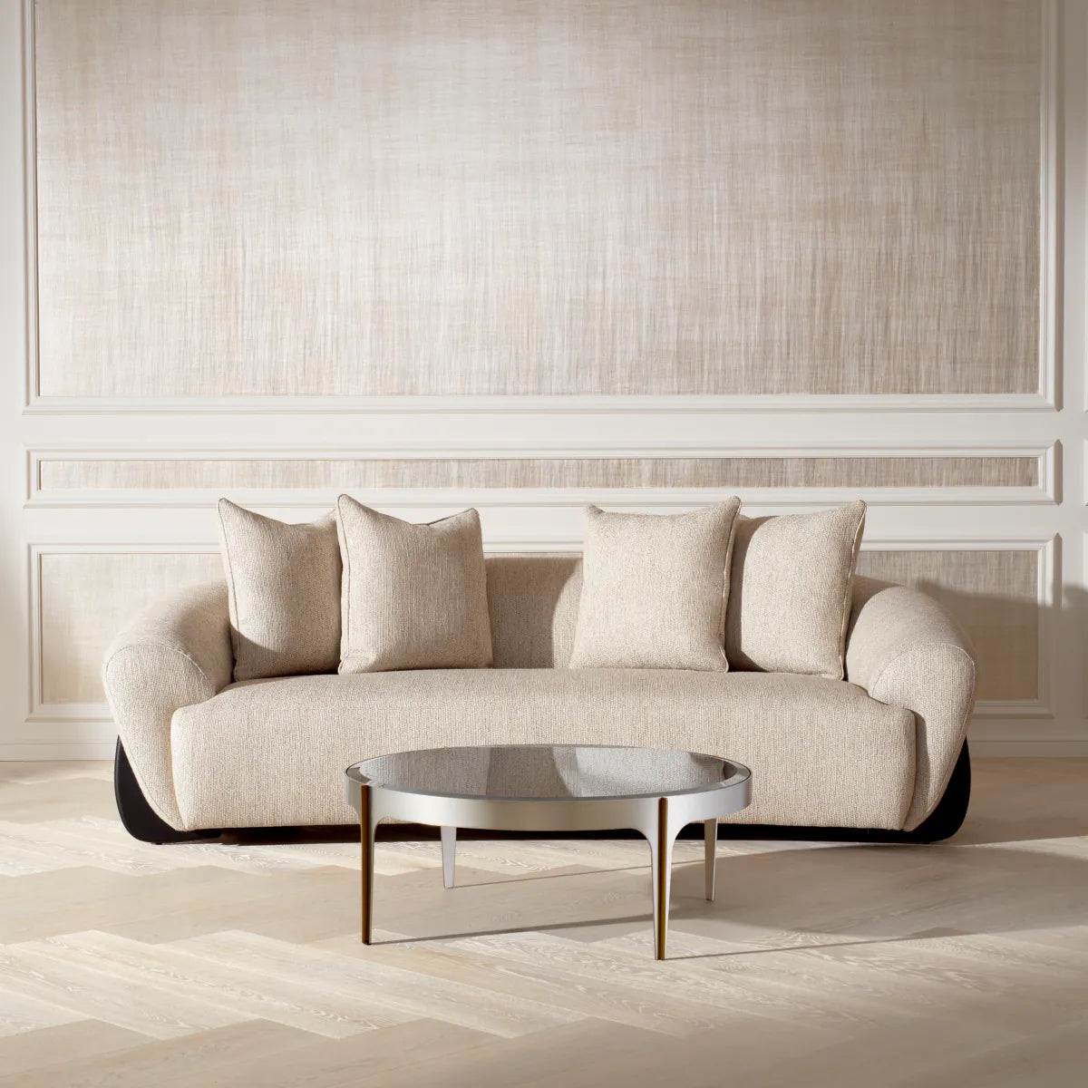 Koffietafel ARTEMISA zwart glas met stalen basis